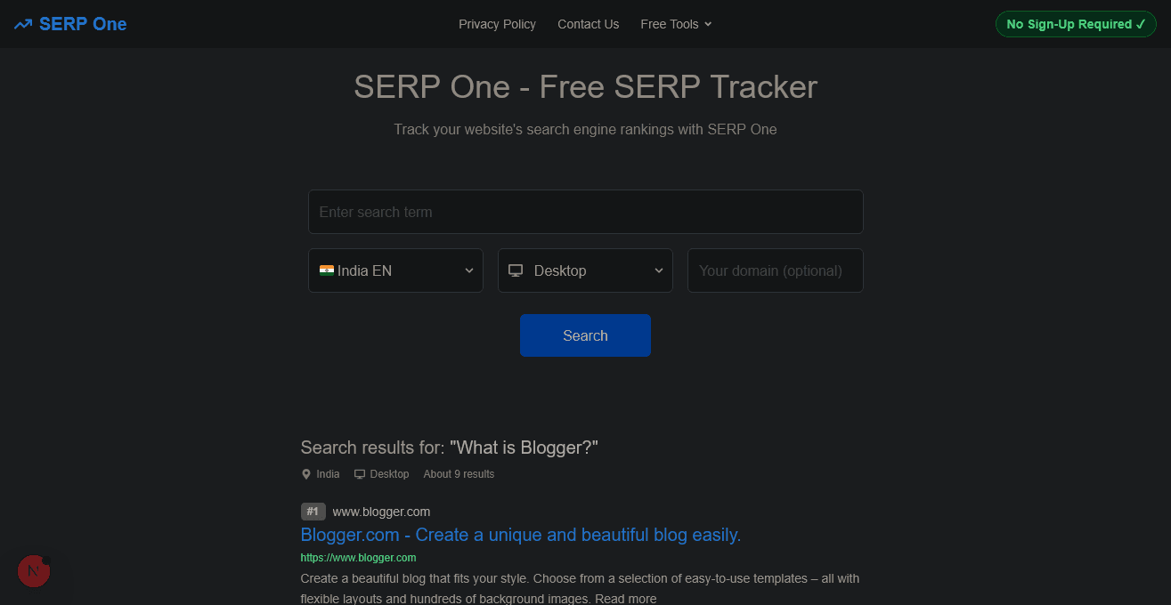 SERP ranking results showing exact positions in Google search